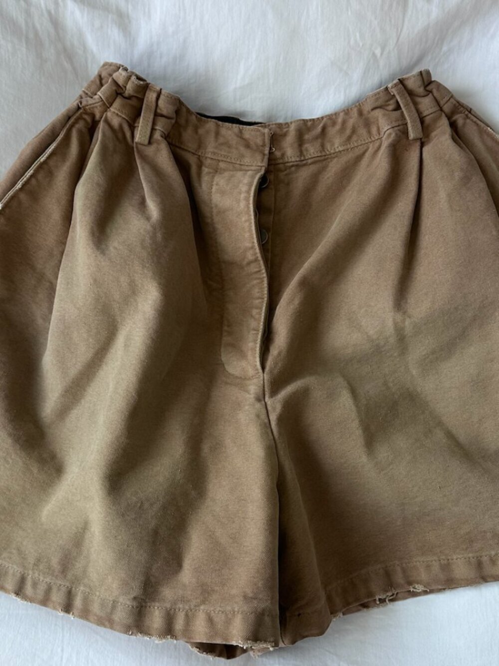 Prada 2024 Garment‑Dyed Old Gabardine Bermuda Shorts 42 IT Sand Beige NWOT
